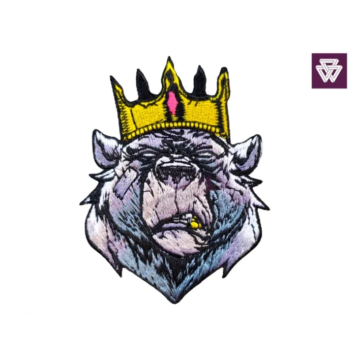 BEAR THE KING embroidery patch iron on