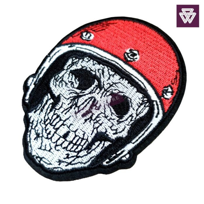 BIKER SKULL embroidery patch iron on - Image 2