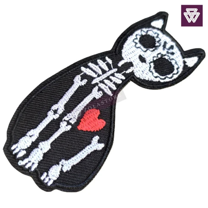 Anatomical Heart Embroidery Patch | Cat Skeleton & Pizza Skull - Image 8