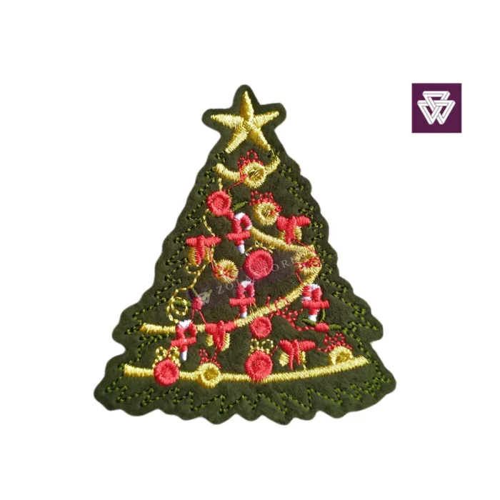 CHRISTMAS TREE dark green embroidery patch iron on