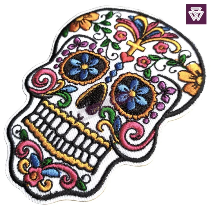 SUGAR SKULL white BIG embroidery patch iron on - Image 2