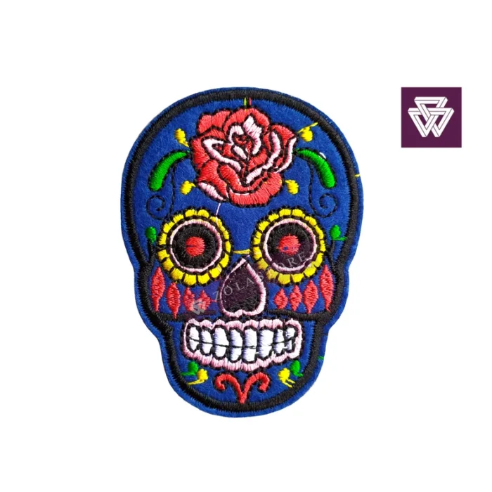 SUGAR SKULL INDIGO embroidery patch iron on