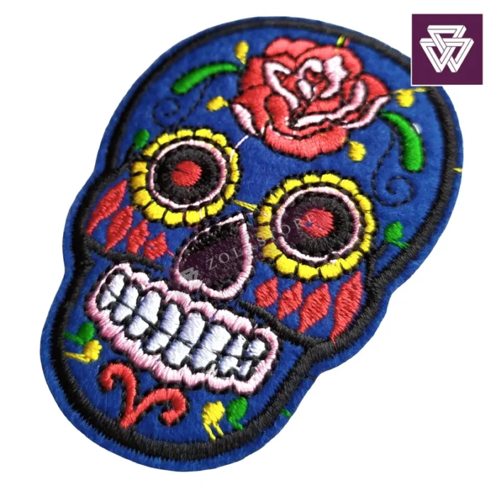 SUGAR SKULL INDIGO embroidery patch iron on - Image 2