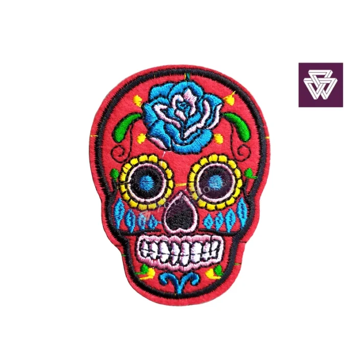 SUGAR SKULL RED embroidery patch iron on