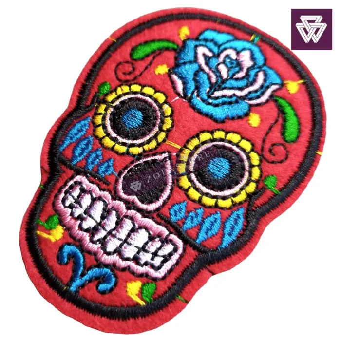 SUGAR SKULL RED embroidery patch iron on - Image 2