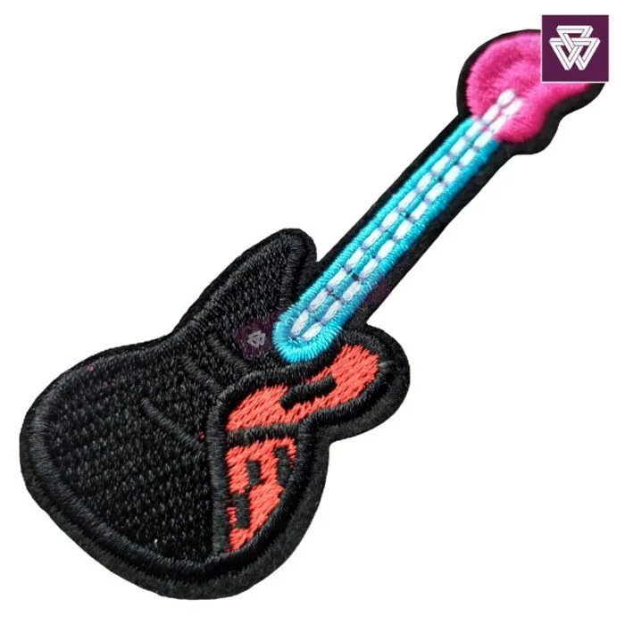 GUITAR black pink embroidery patch iron on - Image 2