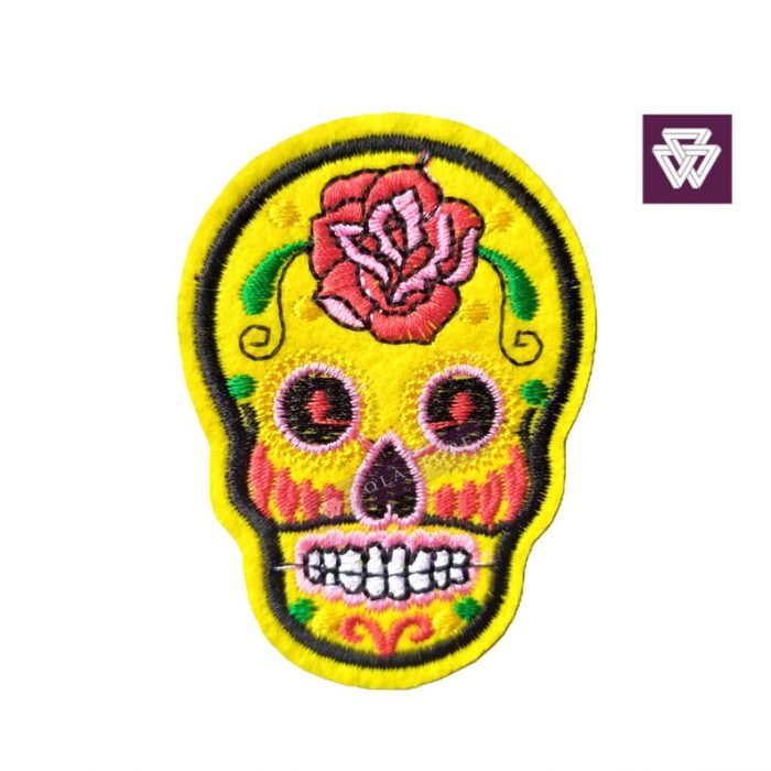 SUGAR SKULL YELLOW embroidery patch iron on