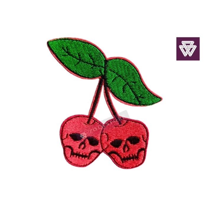 Punk Quirky Iron-On Patches | Weeds Cherry Skull | Brain Knitting - Image 3