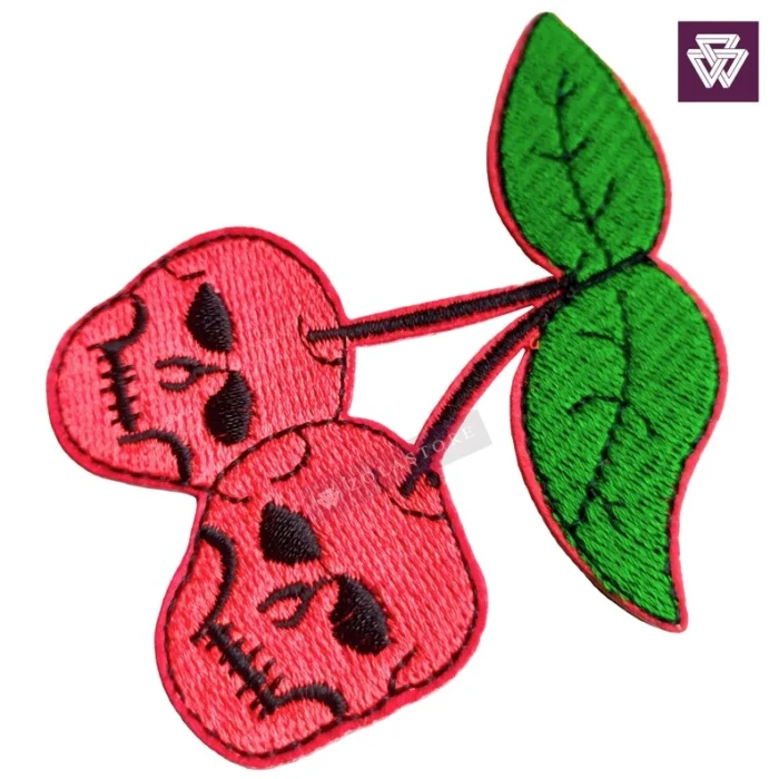 Punk Quirky Iron-On Patches | Weeds Cherry Skull | Brain Knitting - Image 4