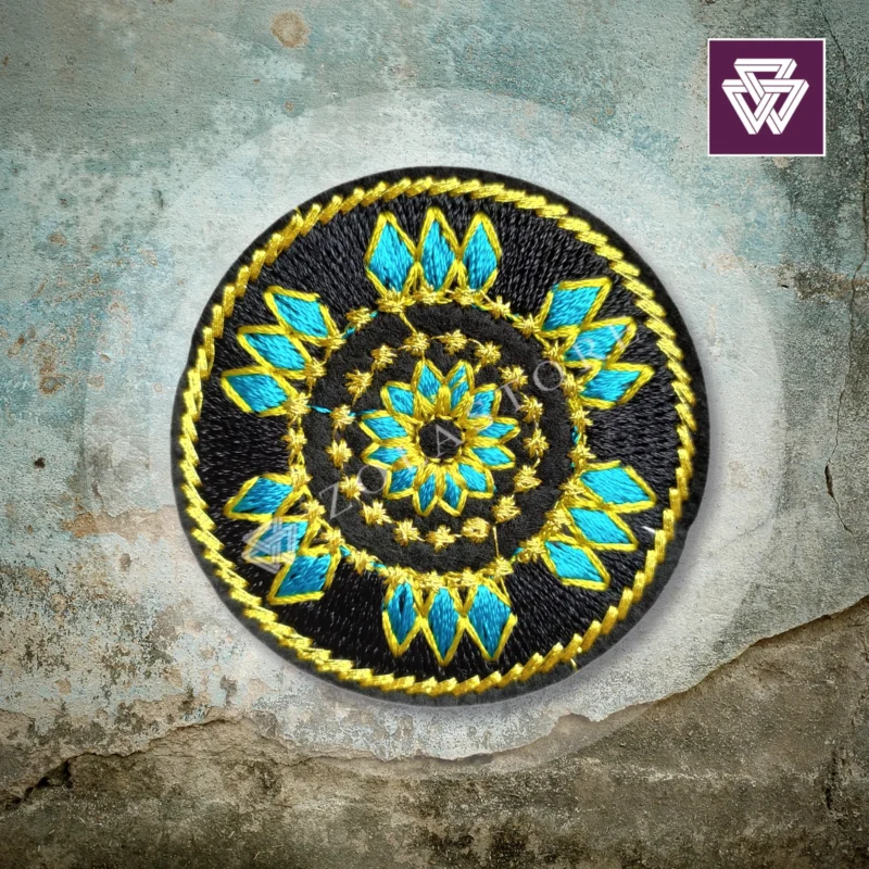 Black Hippie Mandala Round Abstract Embroidered Patch Iron On