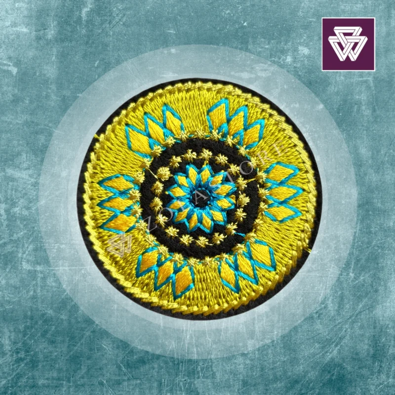 Yellow Hippie Mandala Round Abstract Embroidered Patch Iron On