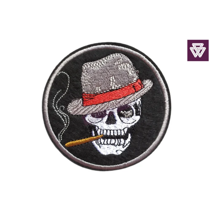 SKULL HAT CIGAR embroidery patch iron on