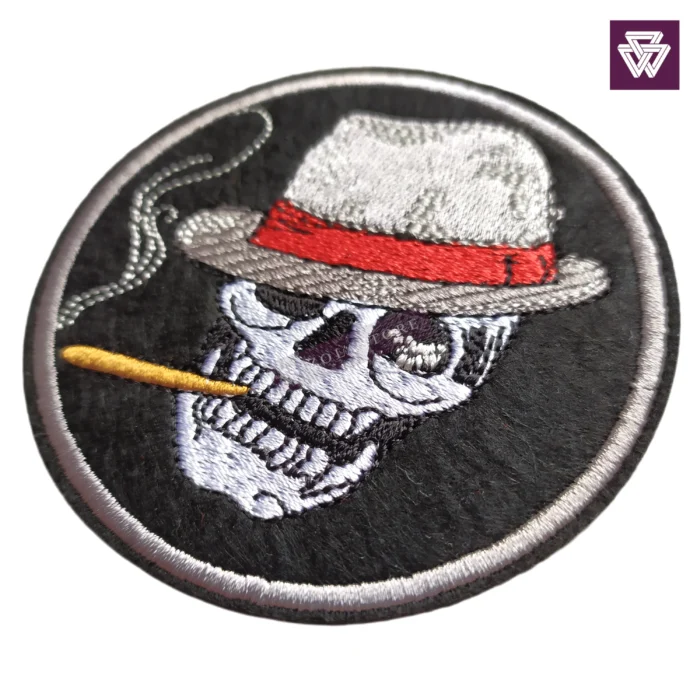 SKULL HAT CIGAR embroidery patch iron on - Image 2