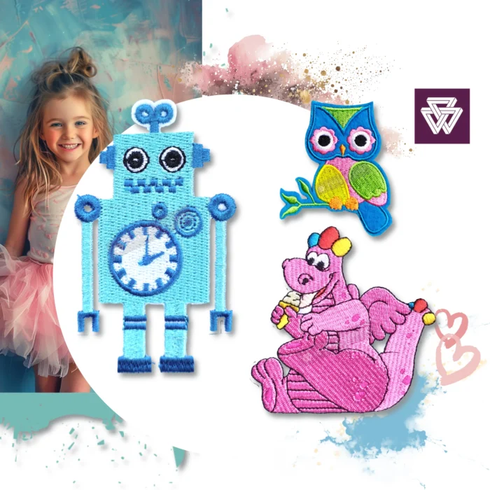 Clock Robot Embroidered Iron-On Patch | Cute Owl | Kids Dinosaur