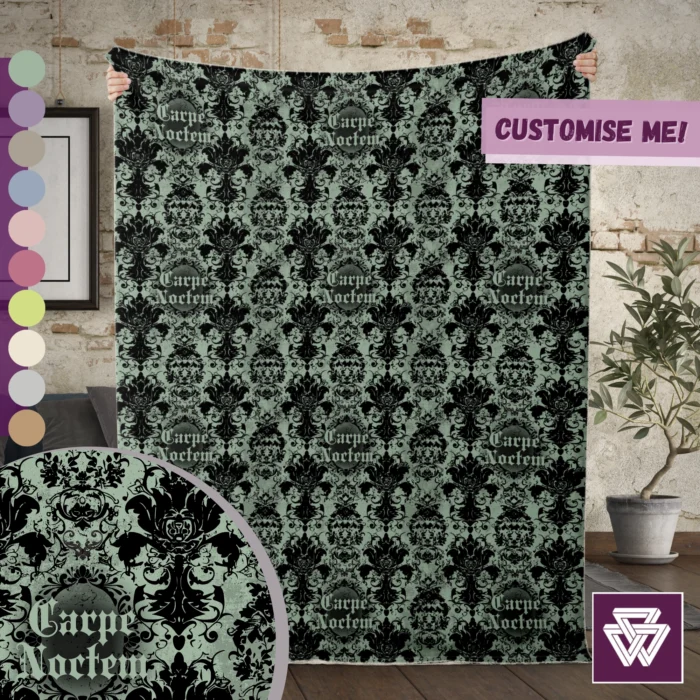 Carpe Noctem Custom Printed Blanket | Gothic Rose Grungy Lace