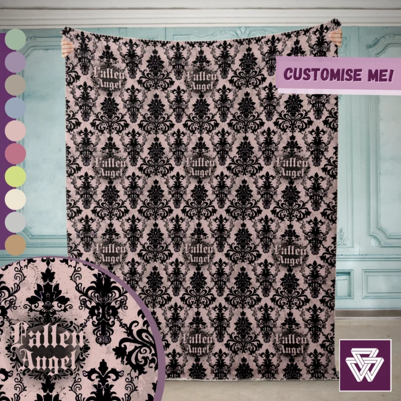 Fallen Angel Custom Printed Blanket | Baroque Lilac Lace Pattern