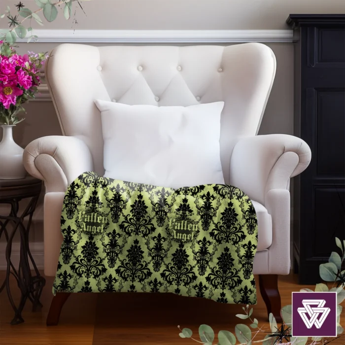 Fallen Angel Custom Printed Blanket | Baroque Lilac Lace Pattern - Image 8
